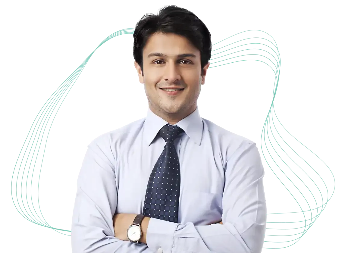Investor with decorative lines